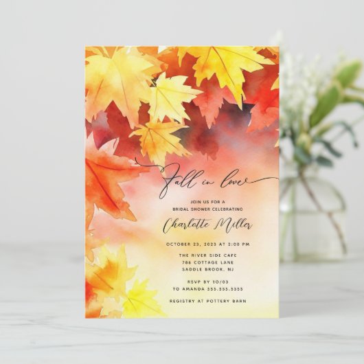 Automne Leaf Bridal Shower Invitation (Debout devant)