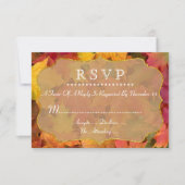 Automne Leaves Gold Foil Wedding RSVP (Devant)