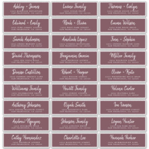 Automne Love Script Bourgogne Étiquettes de adress