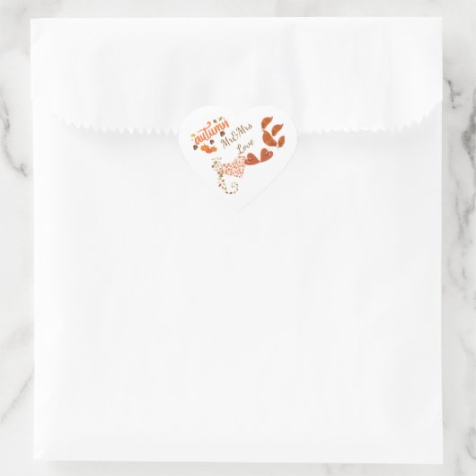 Automne M & Mme Love Coeur Mariage Stickers (Sac)