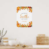 Automne Maple Feuille Affiche de bienvenue Baby sh (Cuisine)