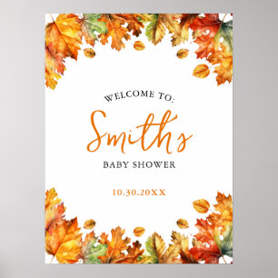 Automne Maple Feuille Affiche de bienvenue Baby sh