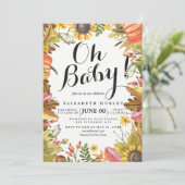 Automne Maple Feuille Cartes de Baby shower Citrou (Debout devant)