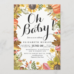 Automne Maple Feuille Cartes de Baby shower Citrou