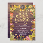 Automne Maple Feuille Cartes de Baby shower Citrou (Devant / Derrière)