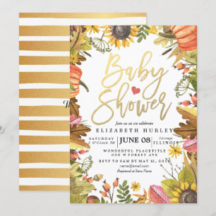 Automne Maple Feuille Cartes de Baby shower Citrou