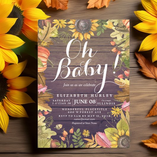 Automne Maple Feuille Cartes de Baby shower Citrou