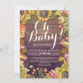 Automne Maple Feuille Cartes de Baby shower Citrou (Devant)