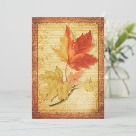 Automne Maple Feuille Faire-part de mariage Ver Tw (Debout devant)