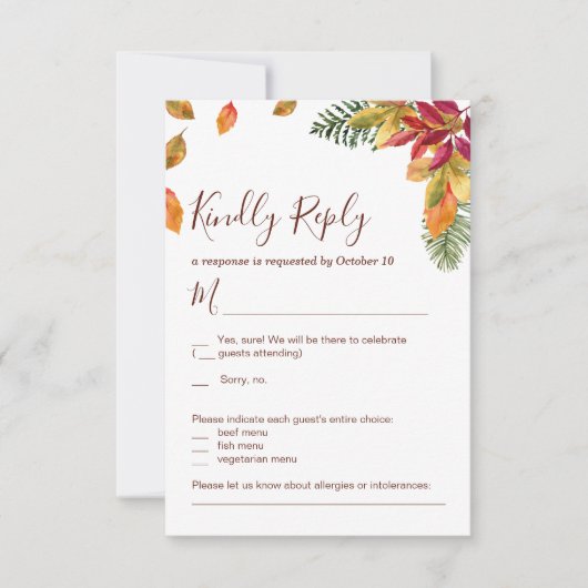 Automne Mariage automne Carte RSVP (Devant)