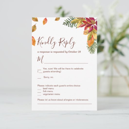 Automne Mariage automne Carte RSVP (Debout devant)