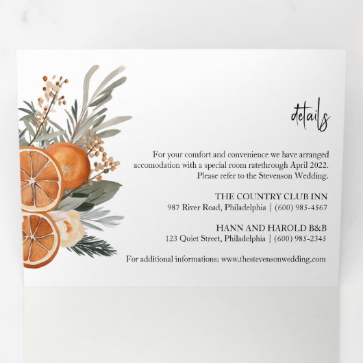 Automne Mariage d'hiver Invitation triplée (Intérieur en premier)
