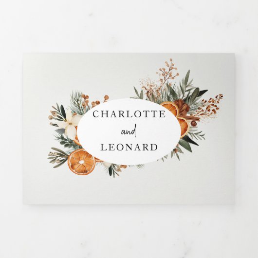 Automne Mariage d'hiver photo Tri-Fold Invitation (Page de couverture)