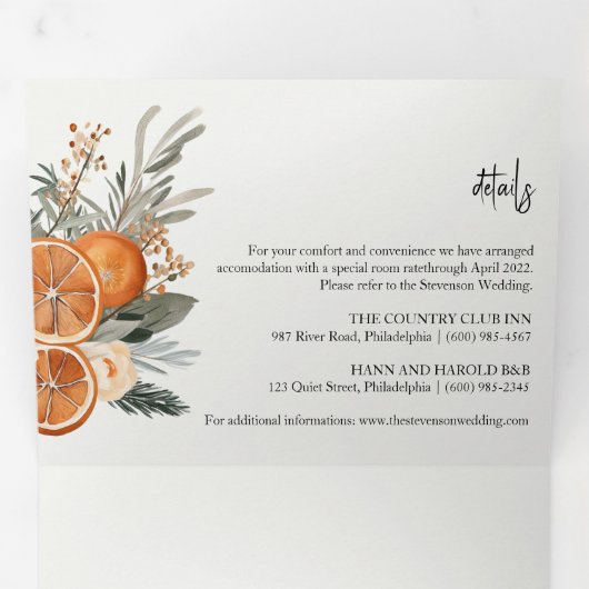 Automne Mariage d'hiver photo Tri-Fold Invitation (Intérieur en premier)