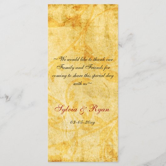 automne marron feuille menu mariage (Dos)