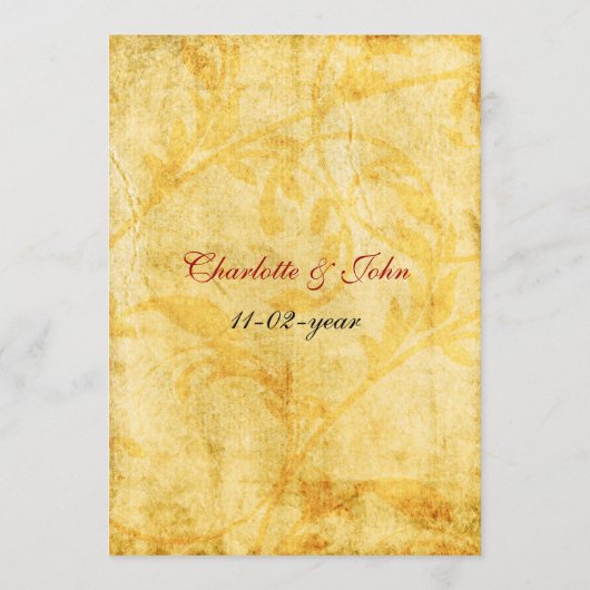 automne marron feuille menu mariage (Dos)