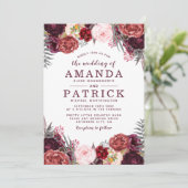 Automne Marsala Blush Peony Mariage Invitations (Debout devant)
