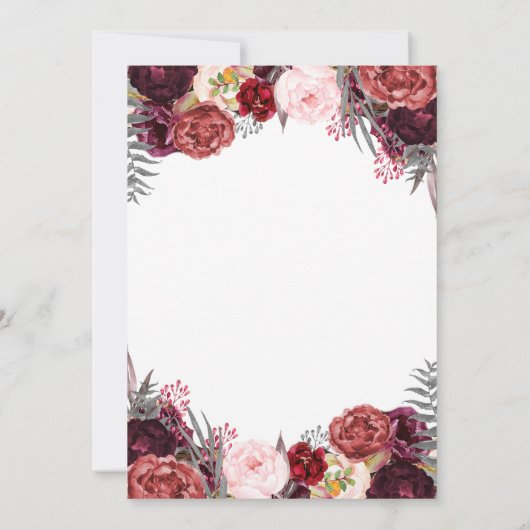 Automne Marsala Blush Peony Mariage Invitations (Dos)