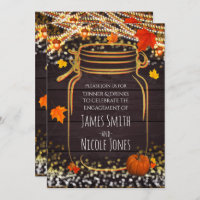Automne Mason Jar Rustic Fiançailles Invitations