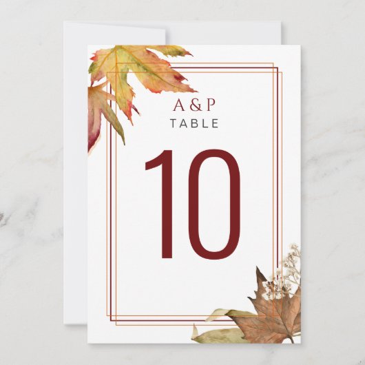 Automne moderne Feuilles d'automne Numéro de table (Devant)