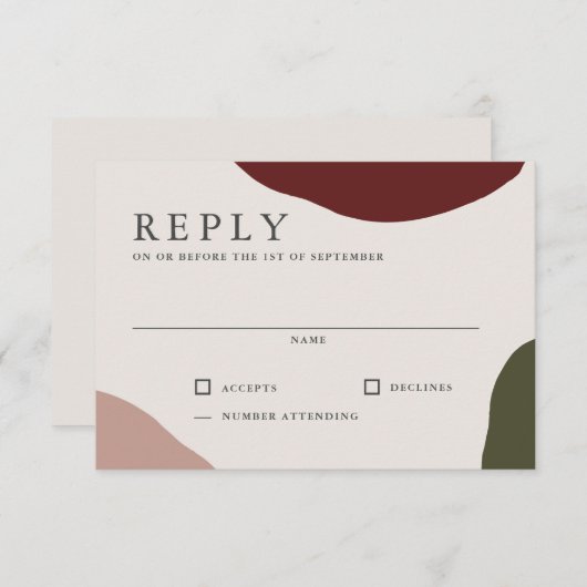 Automne moderne Plaisirs simples Mariage RSVP (Devant / Derrière)