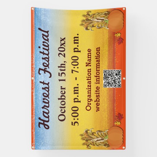Automne Moisson Automne QR Code Festival Bannière (Verticale)
