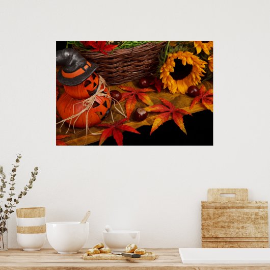 Automne Moisson Automne Sunflower Poster Citrouill (Cuisine)