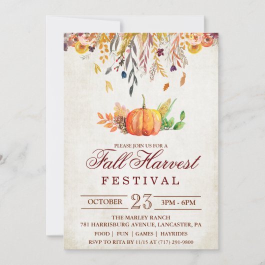 Automne Moisson Festival Festival Invitation (Devant)