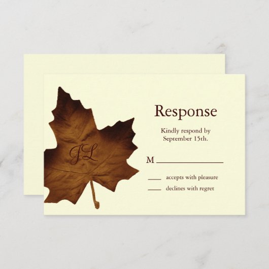 Automne Monogramme RSVP (marron) (Devant / Derrière)