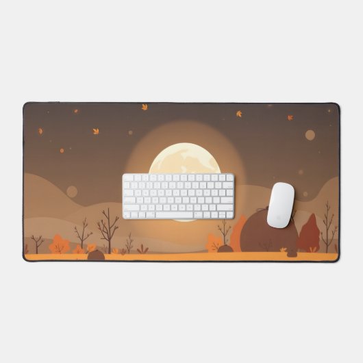 Automne Moon Desk Mat - Paysage d'automne conforta (Clavier et souris)