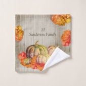 Automne Orange Citrouille Bois Rustique Mignon (Gant de toilette)