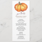 AUTOMNE ORANGE CITROUILLE THANKSGIVING DINNER MENU (Devant)