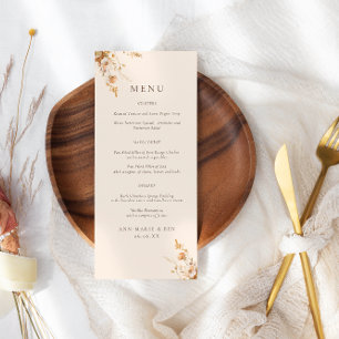 Automne orange et Brown menu Mariage Fleur sauvage
