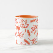 Automne Orange Feuille Outline Mugs Deux Tons (Centre)