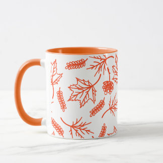 Automne Orange Feuille Outline Mugs Deux Tons