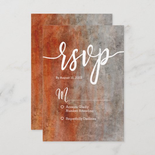 Automne Orange Grey Aquarelle Mariage simple RSVP (Devant / Derrière)