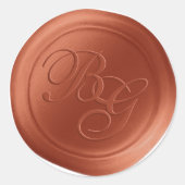 Automne Orange Script Monogramme Stickers cire Sce (Devant)