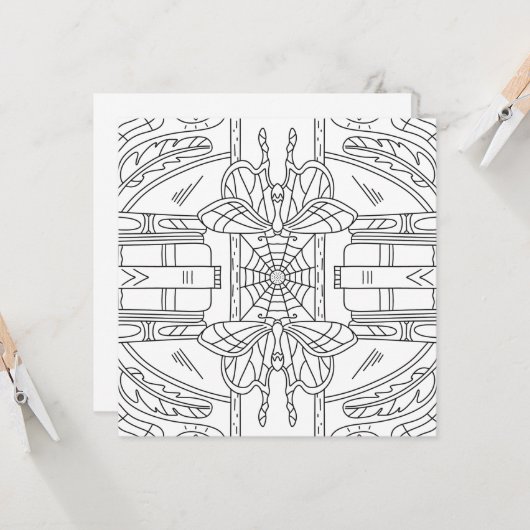 Automne paisible : Moth dans la carte de coloriage (Devant/Arrière en situation)