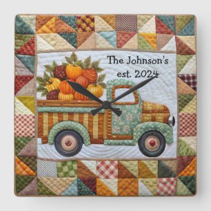 Automne Pays Récolte Récolte Camion Horloge murale