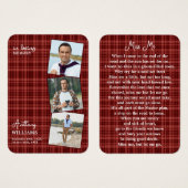 Automne Plaid Funeral 3 Photo Memorial Prière Card (Devant & derrière)