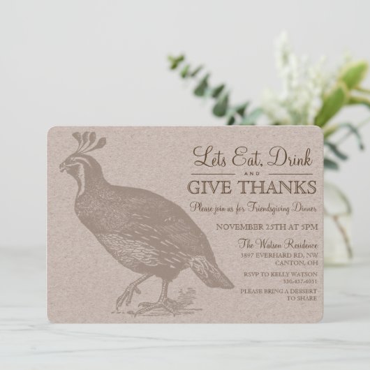 Automne Potluck Friendsgiving Invitation (Debout devant)