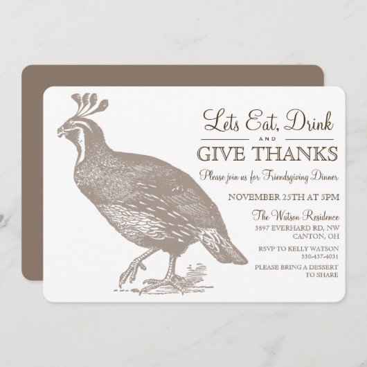 Automne Potluck Friendsgiving Invitation (Devant / Derrière)