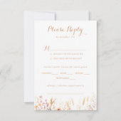 Automne Pré Fleur Sauvage Mariage Menu Choix RSVP (Devant)