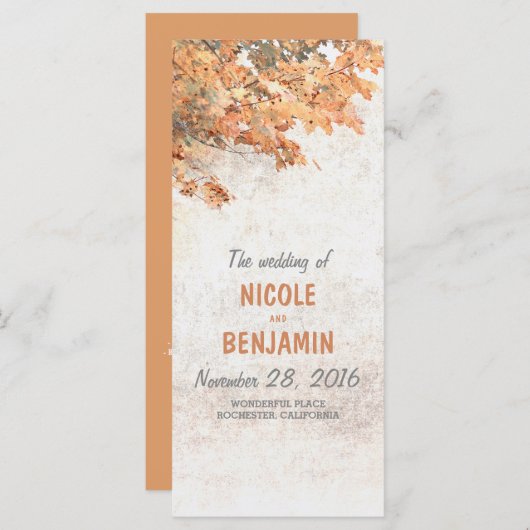 Automne Programmes de mariage rustique (Devant / Derrière)