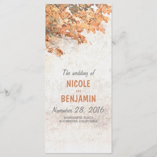 Automne Programmes de mariage rustique (Devant)