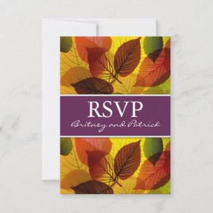 Automne Purple Chute Feuille Mariage Cartes RSVP