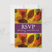 Automne Purple Chute Feuille Mariage Cartes RSVP (Devant)