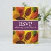 Automne Purple Chute Feuille Mariage Cartes RSVP (Debout devant)