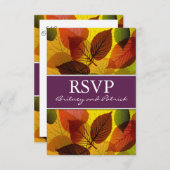Automne Purple Chute Feuille Mariage Cartes RSVP (Devant / Derrière)