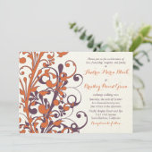 Automne Purple Orange Floral Faire-part de mariage (Debout devant)